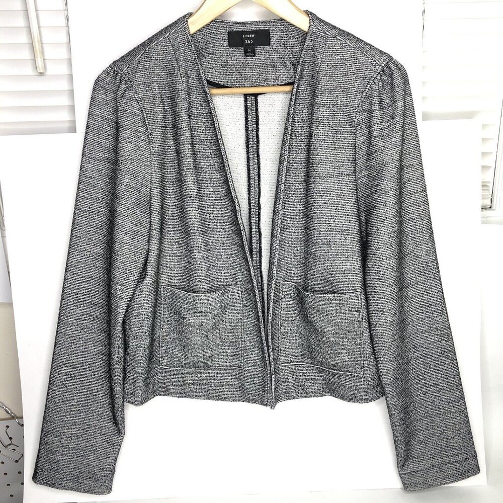 J. Crew 365 Boucle Blazer Grey Womens Jacket Top Size M Office Business Career